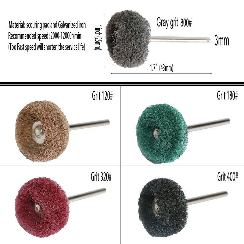 FPPO 50PCS Abrasive Buffing Polishing Wheel Set for Rotary Tool,Mini scouring pad Brush Polishing kit, Removal of Rust,Deburring on Metal Surface,with 3mm Mandrel - Image 4
